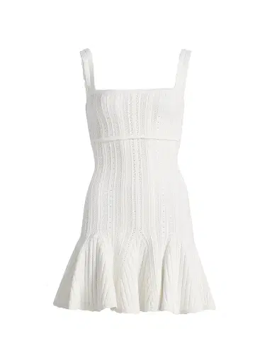 LoveShackFancy Women's Tabatha Pointelle Minidress - White Tea - Size Large | Thumbnail 1 LoveShackFancy Women's Tabatha Pointelle Minidress - White Tea - Size Large | Thumbnail 1
