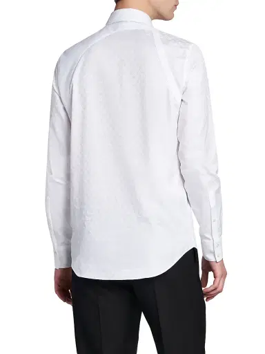 McQueen Men's Harness Skull Jacquard Cotton Shirt - Optical White | Thumbnail 5 McQueen Men's Harness Skull Jacquard Cotton Shirt - Optical White | Thumbnail 5