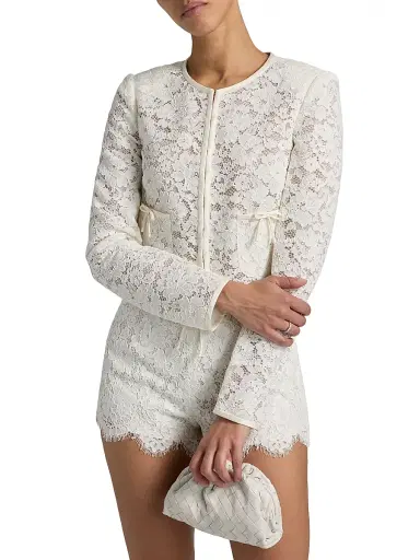 LoveShackFancy Women's Junetta Floral Lace Crop Jacket - | Thumbnail 3 LoveShackFancy Women's Junetta Floral Lace Crop Jacket - | Thumbnail 3
