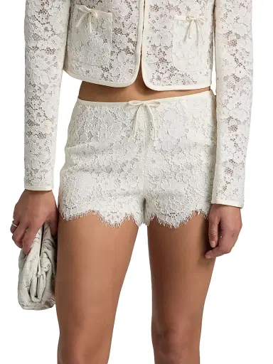 LoveShackFancy Women's Lavendine Floral Lace Cotton-Blend Shorts - Ivory - Size 14 | Thumbnail 3 LoveShackFancy Women's Lavendine Floral Lace Cotton-Blend Shorts - Ivory - Size 14 | Thumbnail 3