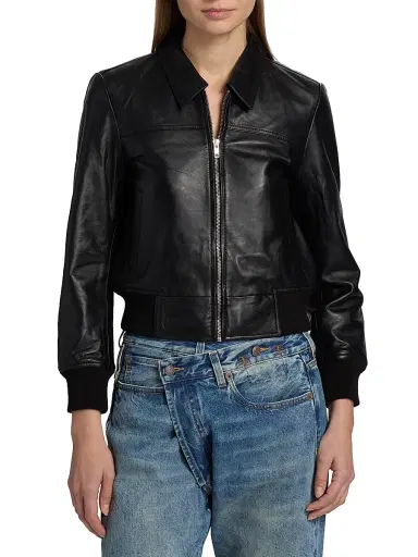 R13 Women's Berlin Leather Bomber Jacket | Thumbnail 3 R13 Women's Berlin Leather Bomber Jacket | Thumbnail 3