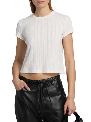 AG Jeans Women's Sadie Pointelle-Knit Cotton Top - Powder | Thumbnail 3 AG Jeans Women's Sadie Pointelle-Knit Cotton Top - Powder | Thumbnail 3