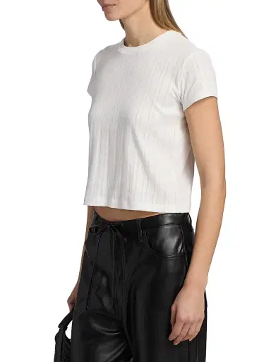 AG Jeans Women's Sadie Pointelle-Knit Cotton Top - Powder | Thumbnail 4 AG Jeans Women's Sadie Pointelle-Knit Cotton Top - Powder | Thumbnail 4