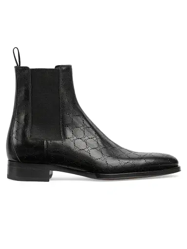 Gucci Men's Iggy GG Monogram Leather Chelsea Boots - Black | Thumbnail 1 Gucci Men's Iggy GG Monogram Leather Chelsea Boots - Black | Thumbnail 1