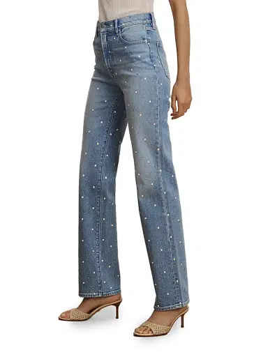 Veronica Beard Women's Dylan Embellished High-Rise Straight-Leg Jeans | Thumbnail 4 Veronica Beard Women's Dylan Embellished High-Rise Straight-Leg Jeans | Thumbnail 4