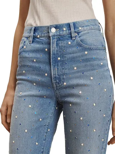 Veronica Beard Women's Dylan Embellished High-Rise Straight-Leg Jeans | Thumbnail 6 Veronica Beard Women's Dylan Embellished High-Rise Straight-Leg Jeans | Thumbnail 6