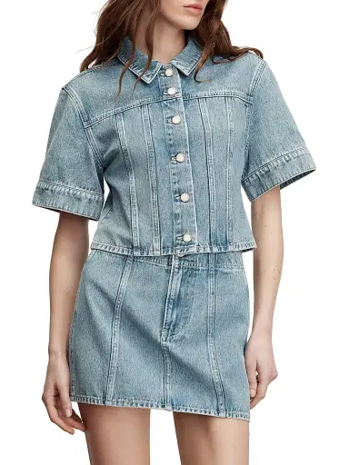 Veronica Beard Women's Marquita Denim Miniskirt - Silver Dust | Thumbnail 3 Veronica Beard Women's Marquita Denim Miniskirt - Silver Dust | Thumbnail 3