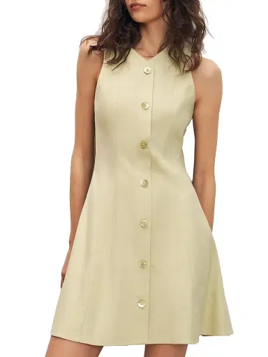 Veronica Beard Women's Steiner Button-Front Minidress - Pistachio | Thumbnail 3 Veronica Beard Women's Steiner Button-Front Minidress - Pistachio | Thumbnail 3