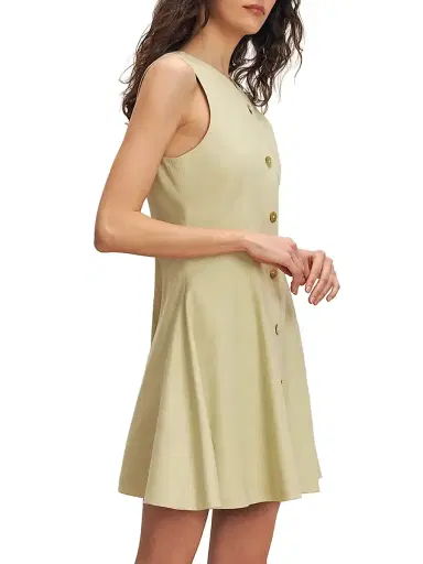 Veronica Beard Women's Steiner Button-Front Minidress - Pistachio | Thumbnail 4 Veronica Beard Women's Steiner Button-Front Minidress - Pistachio | Thumbnail 4