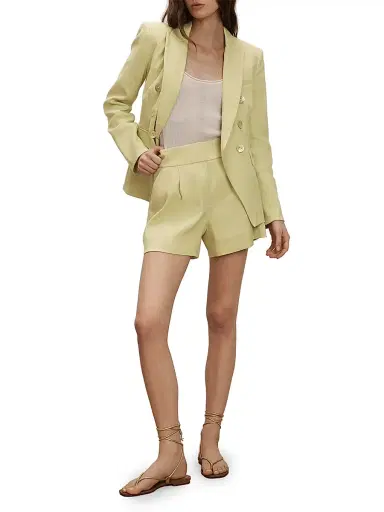 Veronica Beard Women's Haina Linen-Blend Shorts - Pistachio | Thumbnail 2 Veronica Beard Women's Haina Linen-Blend Shorts - Pistachio | Thumbnail 2