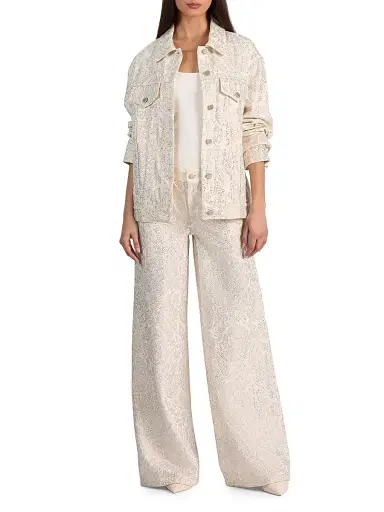 ALICE + OLIVIA Women's Amazing Embellished Low-Rise Baggy Jeans - Off White Multi | Thumbnail 2 ALICE + OLIVIA Women's Amazing Embellished Low-Rise Baggy Jeans - Off White Multi | Thumbnail 2
