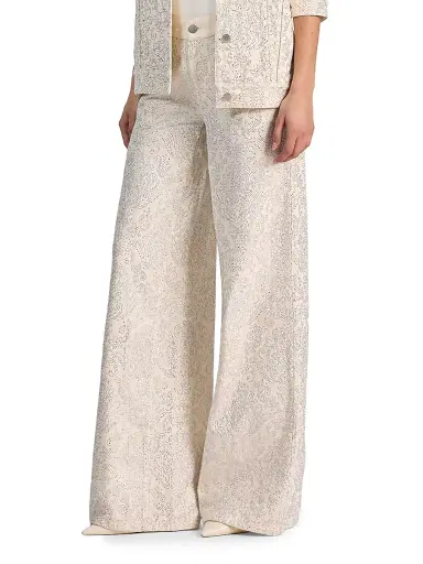 ALICE + OLIVIA Women's Amazing Embellished Low-Rise Baggy Jeans - Off White Multi | Thumbnail 4 ALICE + OLIVIA Women's Amazing Embellished Low-Rise Baggy Jeans - Off White Multi | Thumbnail 4
