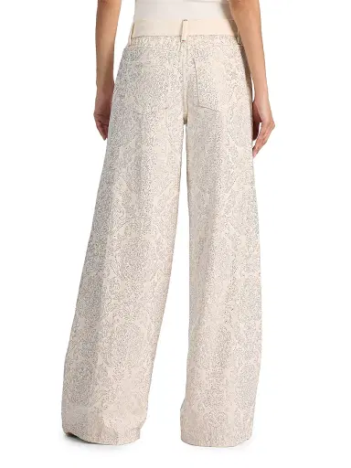 ALICE + OLIVIA Women's Amazing Embellished Low-Rise Baggy Jeans - Off White Multi | Thumbnail 5 ALICE + OLIVIA Women's Amazing Embellished Low-Rise Baggy Jeans - Off White Multi | Thumbnail 5