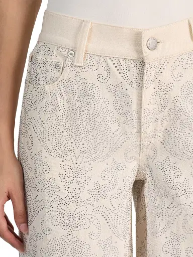 ALICE + OLIVIA Women's Amazing Embellished Low-Rise Baggy Jeans - Off White Multi | Thumbnail 6 ALICE + OLIVIA Women's Amazing Embellished Low-Rise Baggy Jeans - Off White Multi | Thumbnail 6