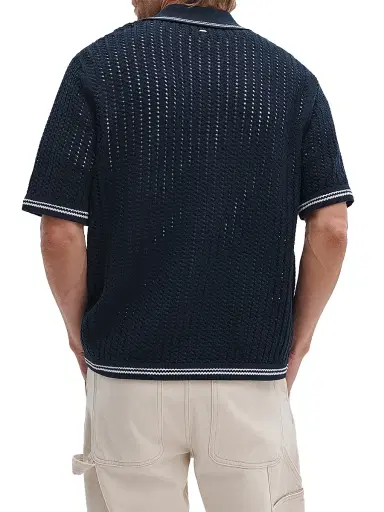 rag & bone Men's Johnny Collar Crotchet Cotton Polo Shirt - Salute | Thumbnail 4 rag & bone Men's Johnny Collar Crotchet Cotton Polo Shirt - Salute | Thumbnail 4