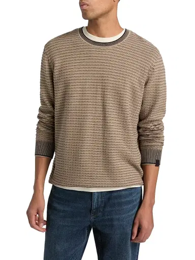 rag & bone Men's Harvey Striped Crewneck Sweater - Winter Grey | Thumbnail 3 rag & bone Men's Harvey Striped Crewneck Sweater - Winter Grey | Thumbnail 3