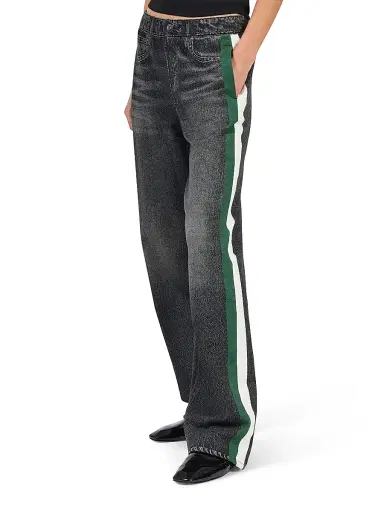 rag & bone Women's rb Miramar Terry Cotton Wide-Leg Track Pants - Washed Black Green Stripe | Thumbnail 3 rag & bone Women's rb Miramar Terry Cotton Wide-Leg Track Pants - Washed Black Green Stripe | Thumbnail 3