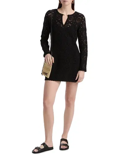 Frame Women's Crochet Cotton Sheath Minidress - Black - Size Large | Thumbnail 2 Frame Women's Crochet Cotton Sheath Minidress - Black - Size Large | Thumbnail 2