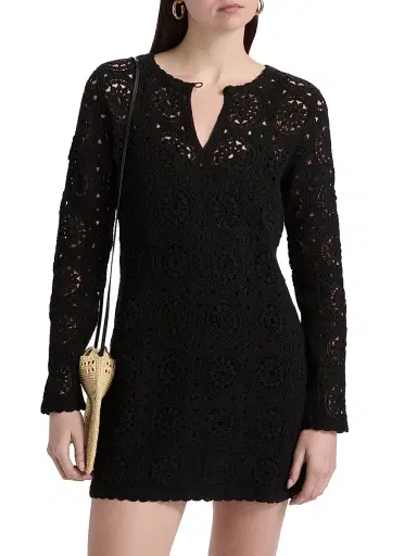 Frame Women's Crochet Cotton Sheath Minidress - Black - Size Large | Thumbnail 3 Frame Women's Crochet Cotton Sheath Minidress - Black - Size Large | Thumbnail 3