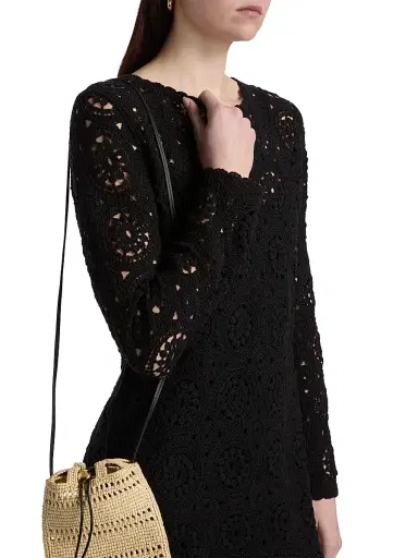 Frame Women's Crochet Cotton Sheath Minidress - Black - Size Large | Thumbnail 6 Frame Women's Crochet Cotton Sheath Minidress - Black - Size Large | Thumbnail 6