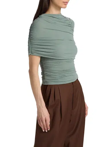 Ronny Kobo Women's Vega Ruched Jersey Top - Green - Size XL | Thumbnail 4 Ronny Kobo Women's Vega Ruched Jersey Top - Green - Size XL | Thumbnail 4
