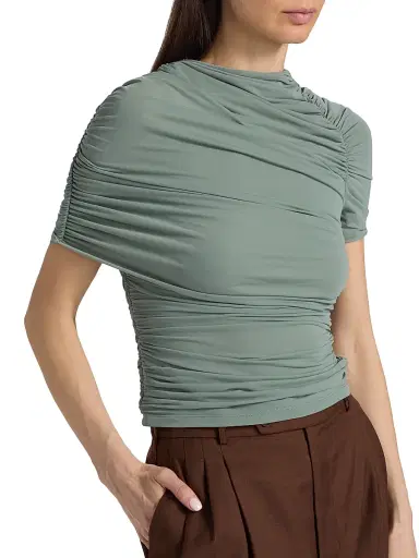 Ronny Kobo Women's Vega Ruched Jersey Top - Green - Size XL | Thumbnail 6 Ronny Kobo Women's Vega Ruched Jersey Top - Green - Size XL | Thumbnail 6