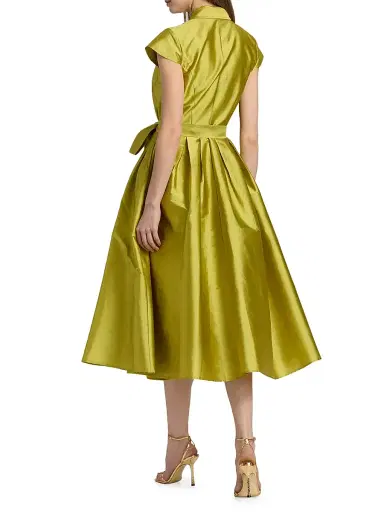 Theia Women's Vada Taffeta Cocktail Shirtdress - Peridot | Thumbnail 5 Theia Women's Vada Taffeta Cocktail Shirtdress - Peridot | Thumbnail 5