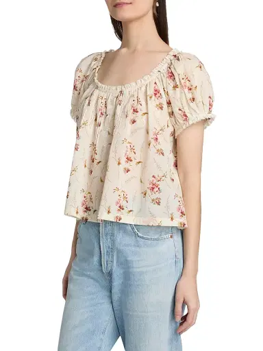 DÔEN Women's Frederica Floral Lace-Trim Top | Thumbnail 4 DÔEN Women's Frederica Floral Lace-Trim Top | Thumbnail 4