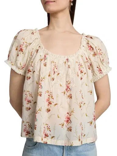 DÔEN Women's Frederica Floral Lace-Trim Top | Thumbnail 6 DÔEN Women's Frederica Floral Lace-Trim Top | Thumbnail 6