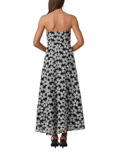 Shoshanna Women's Miller Floral A-Line Dress - Jet | Thumbnail 3 Shoshanna Women's Miller Floral A-Line Dress - Jet | Thumbnail 3