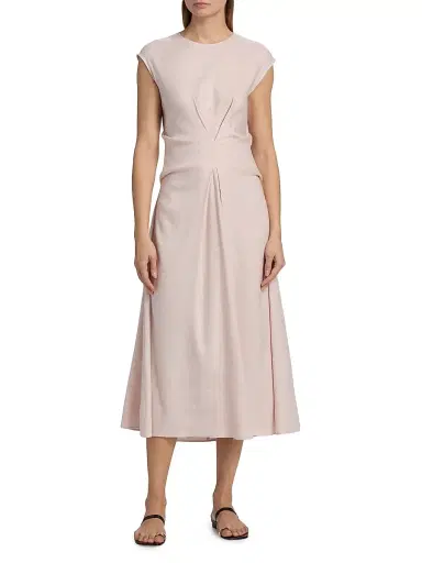 Proenza Schouler White Label Women's Miranda Linen-Blend Midi-Dress | Thumbnail 3 Proenza Schouler White Label Women's Miranda Linen-Blend Midi-Dress | Thumbnail 3