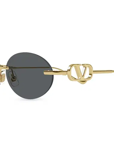 Valentino Garavani Women's Bejewelled 53MM Oval Sunglasses - Gold Grey | Thumbnail 3 Valentino Garavani Women's Bejewelled 53MM Oval Sunglasses - Gold Grey | Thumbnail 3
