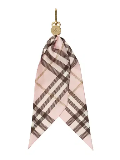 Burberry Women's Signature Check Silk Scarf Charm - Pink | Thumbnail 1 Burberry Women's Signature Check Silk Scarf Charm - Pink | Thumbnail 1