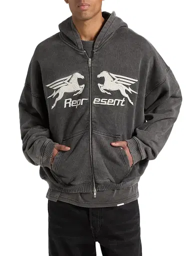 Represent Men's Pegasus Cotton Zip-Front Hoodie - Vintage Grey - Size XXL | Thumbnail 3 Represent Men's Pegasus Cotton Zip-Front Hoodie - Vintage Grey - Size XXL | Thumbnail 3