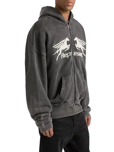 Represent Men's Pegasus Cotton Zip-Front Hoodie - Vintage Grey - Size XXL | Thumbnail 4 Represent Men's Pegasus Cotton Zip-Front Hoodie - Vintage Grey - Size XXL | Thumbnail 4