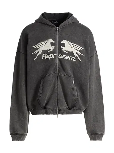 Represent Men's Pegasus Cotton Zip-Front Hoodie - Vintage Grey - Size XXL | Thumbnail 1 Represent Men's Pegasus Cotton Zip-Front Hoodie - Vintage Grey - Size XXL | Thumbnail 1