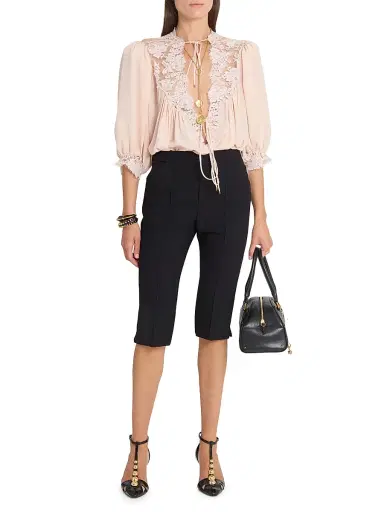 Chloé Women's Lace-Detailed Tie Blouse - Delicate Pink | Thumbnail 2 Chloé Women's Lace-Detailed Tie Blouse - Delicate Pink | Thumbnail 2