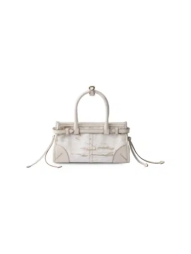 Prada Women's Bonnie Printed Linen and Leather Top Handle Bag - White | Thumbnail 3 Prada Women's Bonnie Printed Linen and Leather Top Handle Bag - White | Thumbnail 3