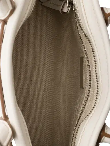 Prada Women's Bonnie Printed Linen and Leather Top Handle Bag - White | Thumbnail 4 Prada Women's Bonnie Printed Linen and Leather Top Handle Bag - White | Thumbnail 4