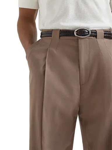 Brunello Cucinelli Men's Cotton Crêpe Batavia Trousers with Pleats | Thumbnail 5 Brunello Cucinelli Men's Cotton Crêpe Batavia Trousers with Pleats | Thumbnail 5