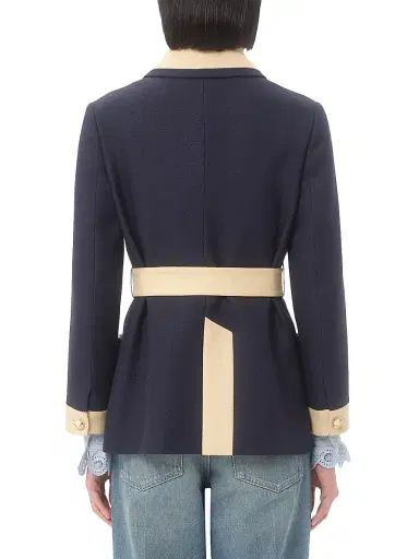 Valentino Garavani Women's Caban Peacoat with Belt - Provence Blue Birch - Size 2 | Thumbnail 4 Valentino Garavani Women's Caban Peacoat with Belt - Provence Blue Birch - Size 2 | Thumbnail 4