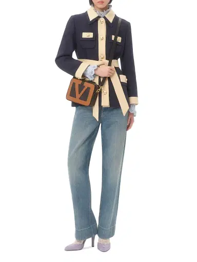 Valentino Garavani Women's Caban Peacoat with Belt - Provence Blue Birch - Size 2 | Thumbnail 7 Valentino Garavani Women's Caban Peacoat with Belt - Provence Blue Birch - Size 2 | Thumbnail 7