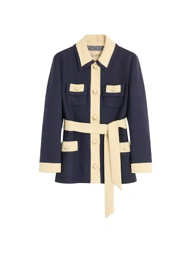 Valentino Garavani Women's Caban Peacoat with Belt - Provence Blue Birch - Size 2 | Thumbnail 1 Valentino Garavani Women's Caban Peacoat with Belt - Provence Blue Birch - Size 2 | Thumbnail 1