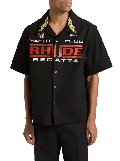 Rhude Men's Regatta Club Cotton Shirt - Black White | Thumbnail 3 Rhude Men's Regatta Club Cotton Shirt - Black White | Thumbnail 3