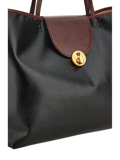Versace Women's Vivian Coated Canvas Tote - Black Rosewood Gold | Thumbnail 4 Versace Women's Vivian Coated Canvas Tote - Black Rosewood Gold | Thumbnail 4
