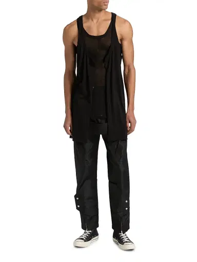 Rick Owens Men's Pony Open-Front Cotton Tank - Black | Thumbnail 2 Rick Owens Men's Pony Open-Front Cotton Tank - Black | Thumbnail 2
