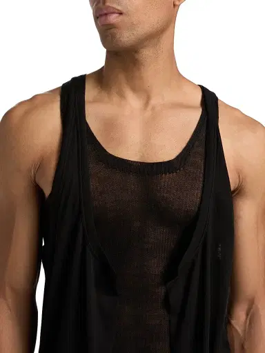 Rick Owens Men's Pony Open-Front Cotton Tank - Black | Thumbnail 6 Rick Owens Men's Pony Open-Front Cotton Tank - Black | Thumbnail 6