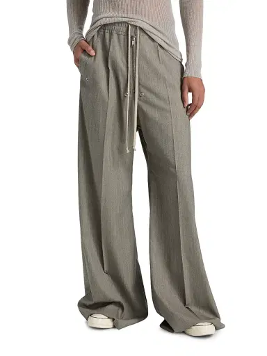 Rick Owens Men's Bela Wool Wide-Leg Pants - Grey Melange - Size 38 | Thumbnail 3 Rick Owens Men's Bela Wool Wide-Leg Pants - Grey Melange - Size 38 | Thumbnail 3