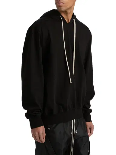 Rick Owens Men's Cotton T-Shirt Hoodie - Black Milk - Size XXL | Thumbnail 4 Rick Owens Men's Cotton T-Shirt Hoodie - Black Milk - Size XXL | Thumbnail 4