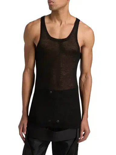 Rick Owens Men's Maglia Cashmere Knit Tank - Black | Thumbnail 3 Rick Owens Men's Maglia Cashmere Knit Tank - Black | Thumbnail 3